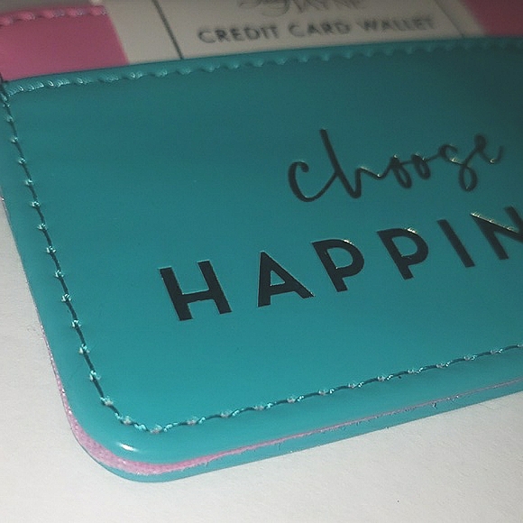 Lady Jayne Choose Happiness Metallic Pink Blue Credit Debit Gift Card Wallet NWT - Picture 9 of 12